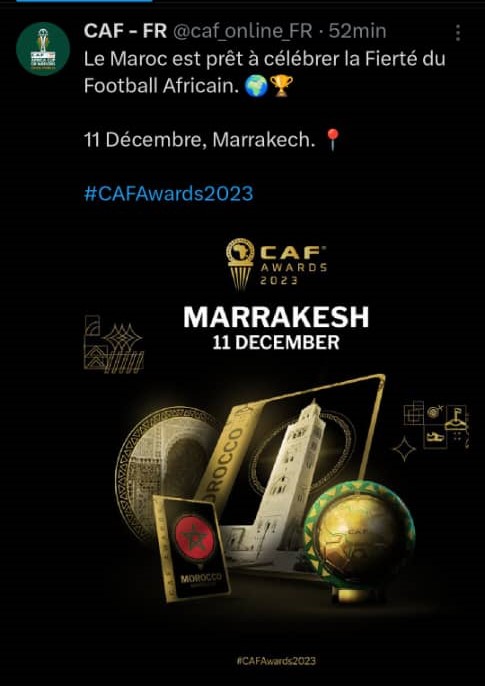 La CAF desvela la fecha de la entrega del Balón de Oro Africano
